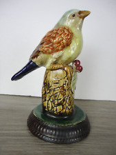 Bird Figurine on Base Leaves Berries Pedestal French Country Cottage Decor Blue picture