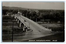 1924 View Of Bridge Car Mankato Minnesota MN RPPC Photo Antique Postcard picture