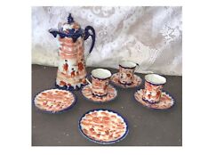 10 Pcs Vintage Japan Hand Painted Chocolate Pitcher or Teapot with cups picture