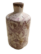 Antique Hand Painted Purple Floral (clay?) Vase or Mini Jug. App H 7