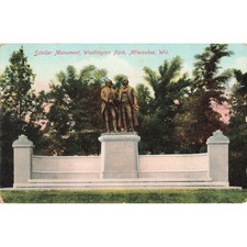 Milwaukee Wis Schiller Goethe Monument Vtg Postcard Washington Park Germany picture