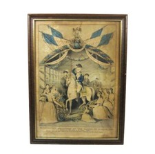 Washington's Reception by Ladies Trenton Hand Colored Lithograph 15 x 11 in picture