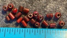 20 Original Excavated Red White Heart Indian Trade Beads Venetian Hudsons Bay Co picture