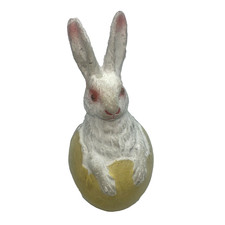 Antique German Textured Paper Mache Hatching Rabbit Candy Container Rare picture
