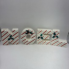 Vintage NOEL Christmas Candle Holders Japan Holly & Stripes 3