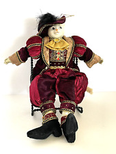 Dillards Trimmings Porcelain Royal Prince Cat Doll Ornament Velvet Fabric Outfit picture