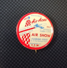 VINTAGE 1947 NATIONAL AIR ACES PIN MN TWIN CITIES AIR SHOW FLEMING FIELD PINBACK picture