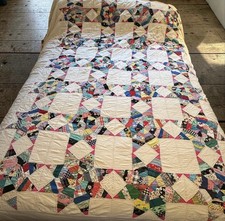 Antique 1930’s HAND-STITCHED Quilted Bedspread 87” x 103” picture