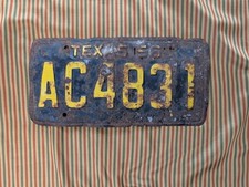50s 1956 Texas License Plate Yellow & Black Original Vintage Ratrod Patina picture