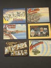 Lot of 6 Vintage Linen Postcards Folders USA Cities Travel Souvenir 1940’s picture
