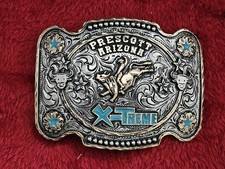 RODEO☆X~TREME☆Turquoise Bull Riding CHAMPION TROPHY BUCKLE☆Prescott Arizona☆W16 picture