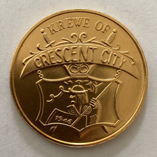 Krewe of Crescent City 1979 Aluminum Gold Mardi Gras Doubloon New Orleans NOLA picture