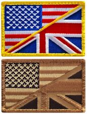 USA UK Flag British American Flag Subdued Morale Patch | 2PC HOOK BACKING  3