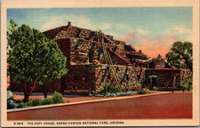 Vintage Fred Harvey Hopi House Grand Canyon AZ Linen Postcard 1930s Pueblo picture