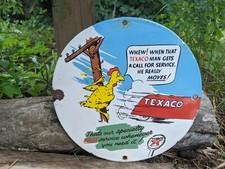 VINTAGE TEXACO MOTOR OIL FAST SERVICE PORCELAIN GAS STATION PUMP SIGN 10