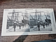 Vintage 1897 Victorian Stereograph Photo Card African Americans Shipping Yard SC picture