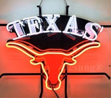 Texas Longhorns Mascot Neon Light Sign Lamp 19x15 Beer Bar Pub Glass Wall Decor picture