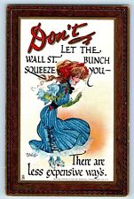 Dwig Raphael Tuck Signed Postcard Don't Let The Wall St. Bunch Squeeze You picture