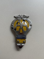 Vintage AA chrome And Yellow Radiator Grill Badge  2b01218 picture