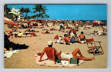 Miami Beach FL-Florida, People On The Sands, Antique, Vintage Souvenir Postcard picture