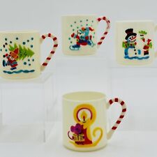4 Vintage 1985 Sterling House Plastic Holiday Christmas Candy Cane Cups Mugs picture