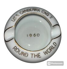 Vintage USS Canberra CAG-2 1960 Round the World Porcelain Ashtray Made in Japan picture