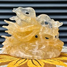 740 g  Clear Quartz Carving Golden Healer Yellow Inclusions Mineral Specimen picture