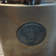 Jagermeister Silver & Black Metal Hip Flask with Stag Logo, Distillery Theme picture