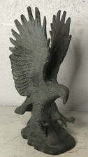 Vintage Brass Bronze American Federal Eagle  Statue Sculpture Finial 9” Patina picture