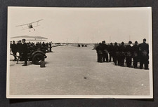 WWII German Military RPPC Airfield Photo Postcard Aircraft Landing Gun Crew picture