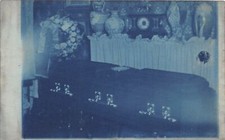 H42/ Interesting RPPC Postcard c1910 Coffin Funeral Blue Tint Death Mortuary 8 picture