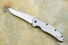 Kershaw Shallot knife 1840 Speedsafe silver handle plain edge knives *BLEM* picture