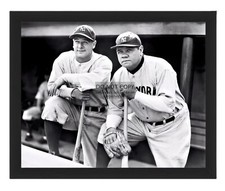 BABE RUTH & LOU GEHRIG LEGENDARY NY YANKEE BASEBALL PLAYERS 8X10 FRAMED PHOTO picture