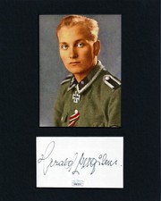 SS-Waffen German Knights Cross Harald Nugiseks SIGNED CUT AUTOGRAPHED JSA COA picture