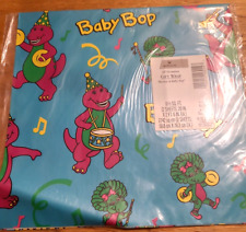 VINTAGE Barney Baby Bop Dinosaur Gift Wrap Wrapping Paper 90's Hallmark 2 Sheets picture
