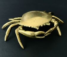 Vintage Brass Crab Ashtray Trinket Box MidCentury Hinged MCM Original Label picture