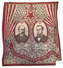 1904, ALTON B. PARKER & HENRY G. DAVIS, PRESIDENTIAL CAMPAIGN BANDANA, 22