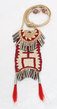 ATQ Native American Plains Indian Sioux Lakota Beaded Strike-A-Light Bag Pouch- picture