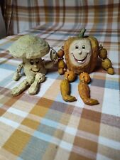 2 Vintage 80's Anthropomorphic Fruits & Veggies Shelf Sitters  Mushroom/Pumpkin picture