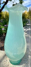 Vintage Italy Murano Venetian Art Glass Vase Mint Green Controlled Bubbles picture