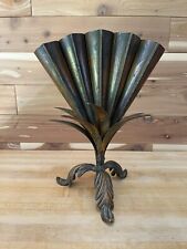 Vintage Art Deco Tulip Basket Vase Metal 12