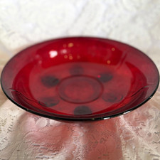 New Martinsville Moondrops Red 3-Footed Glass Round Dish picture