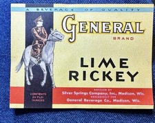 General Lime Rickey Original Unused Vintage Label Silver Springs Co. Madison, WI picture