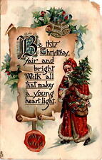 Christmas festive Santa Claus scroll design Raphael Tuck Postcard picture