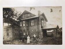 Vintage 1910 Husband Wife Kids In Front Of The House RPPC Postcard picture