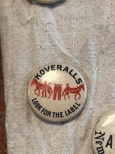 Rare 1920s Levi's KoverallsAdvertising Pinback American Art WorksCoshocton OH picture