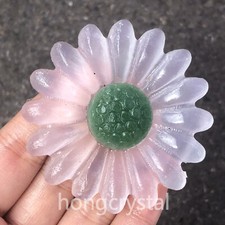 1pc Selenite quartz Hand Carved Bellis perennis Crystal Reiki Healing picture
