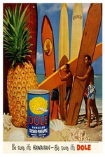 π΄ Vintage Dole Hawaiian Surfing Ad Poster - 24x36β Hi-Resπ Print - 200 GSM picture