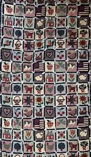 VINTAGE Hand Tied HAND STITCHED Patchwork Americana Quilt 70x41 & Pillowcase Set picture