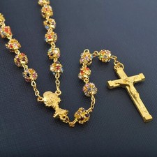 Catholic Town Rhinestone rosary with Chalice center piece ( CTRCHCDB-G ) picture
